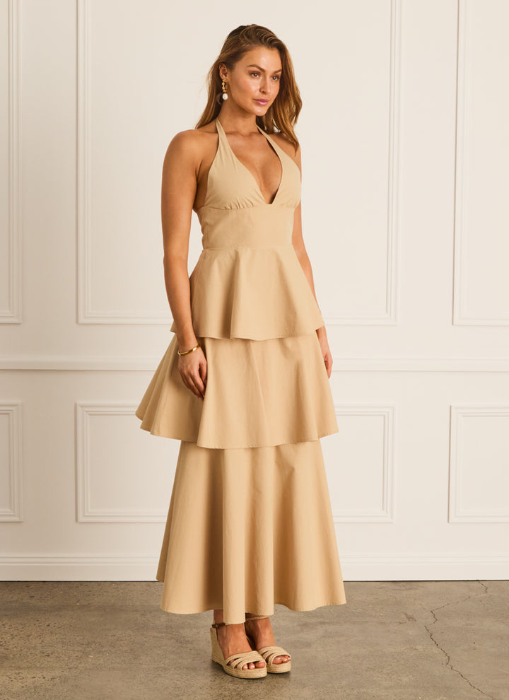 Latte Halter Neck Dress