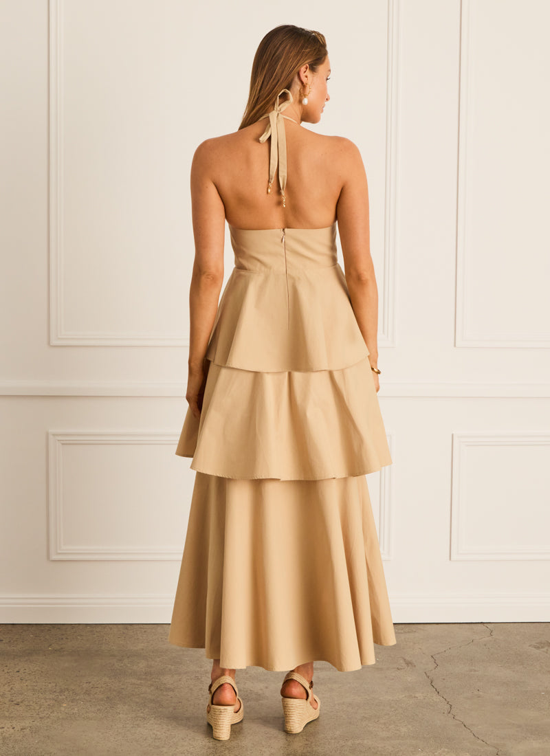 Latte Halter Neck Dress