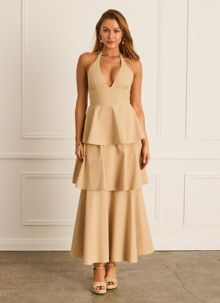 Latte Halter Neck Dress