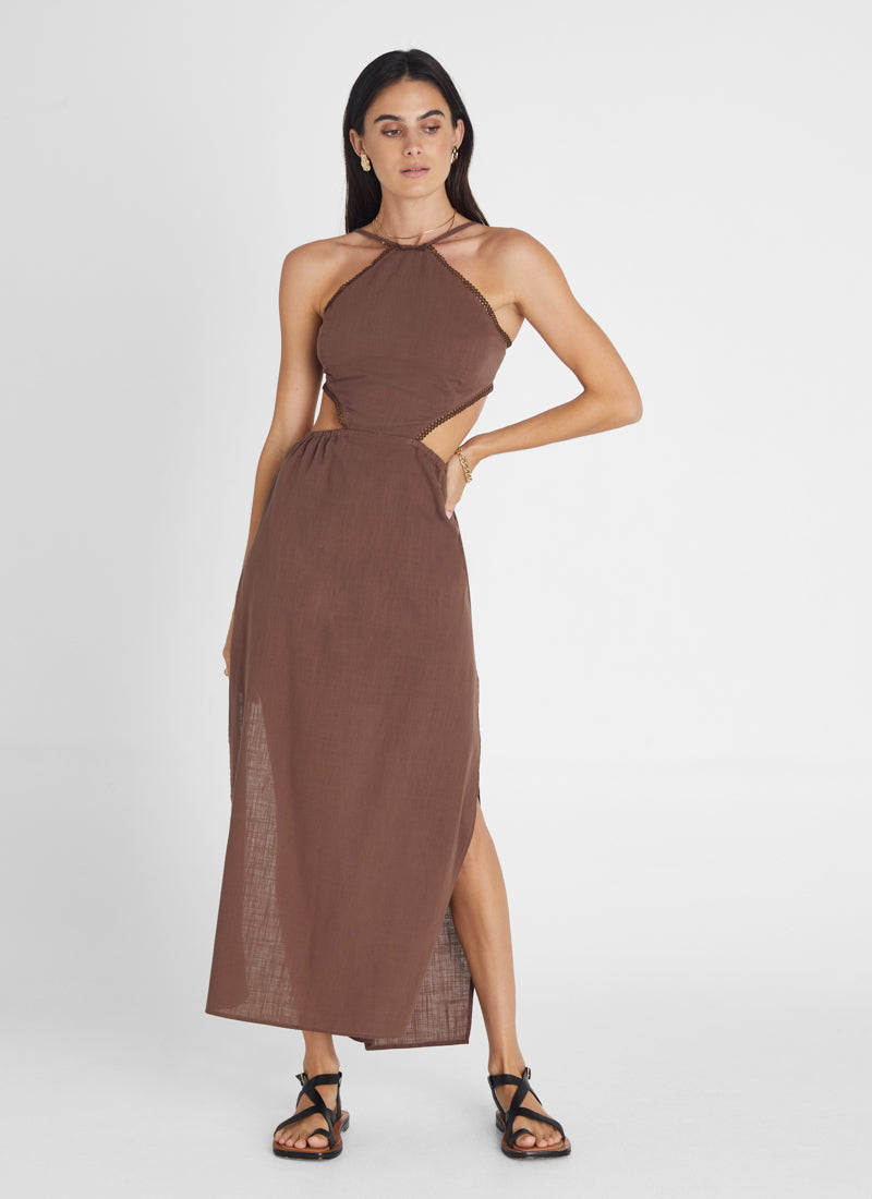 knee length dresses for ladies Blue long linen dress, linen womens dress, womens casual linen dress, –  YLISTYLE main image 1