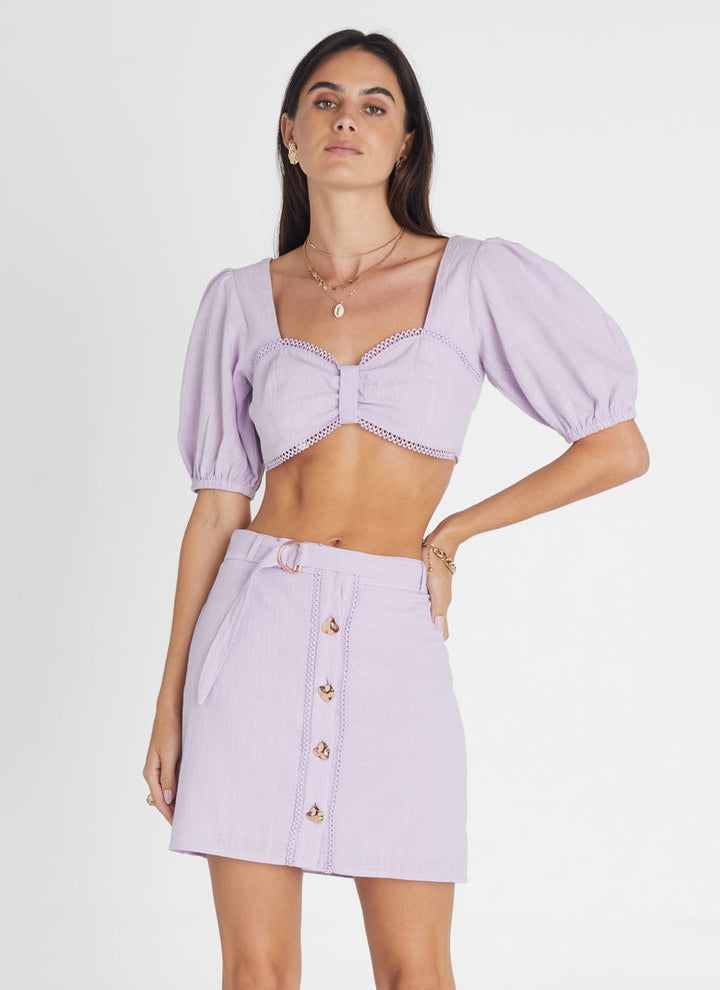 Amethyst Button Up Mini Skirt (SAMPLE)