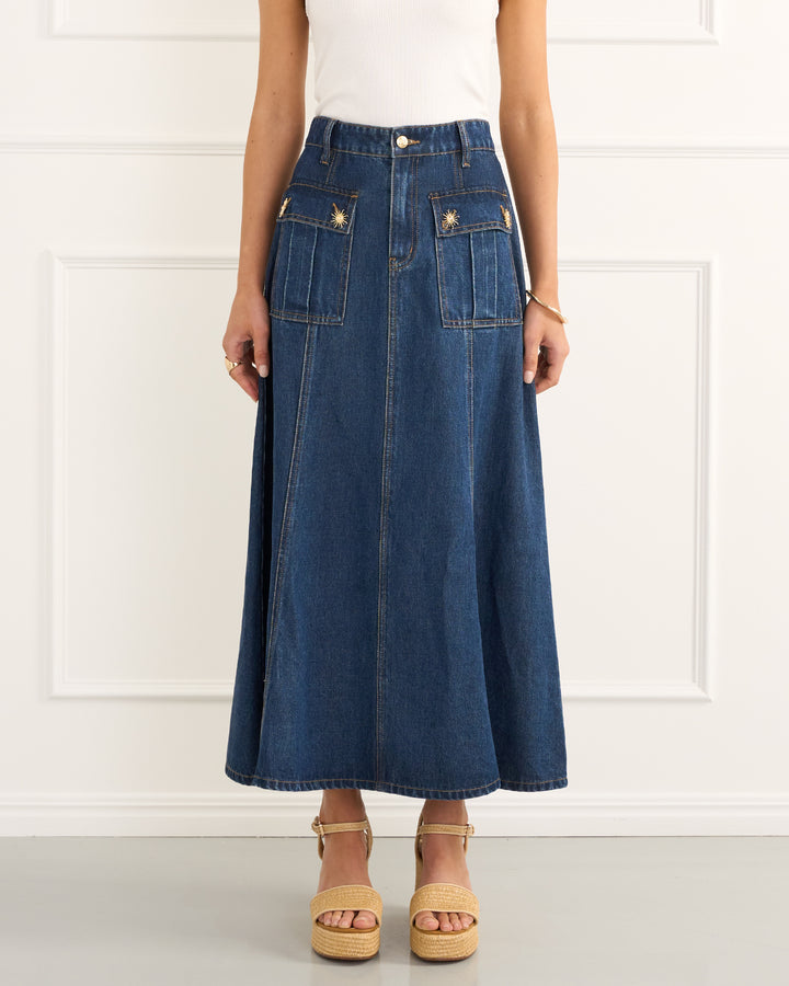 Indigo Rowan Midi Skirt