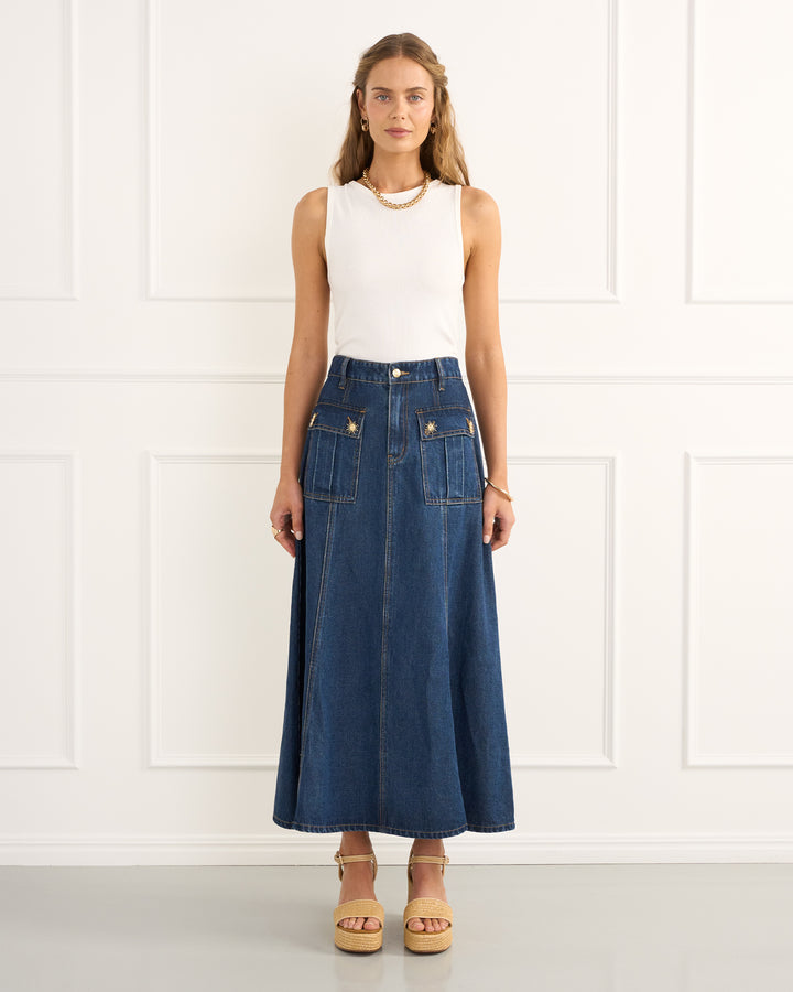 Indigo Rowan Midi Skirt