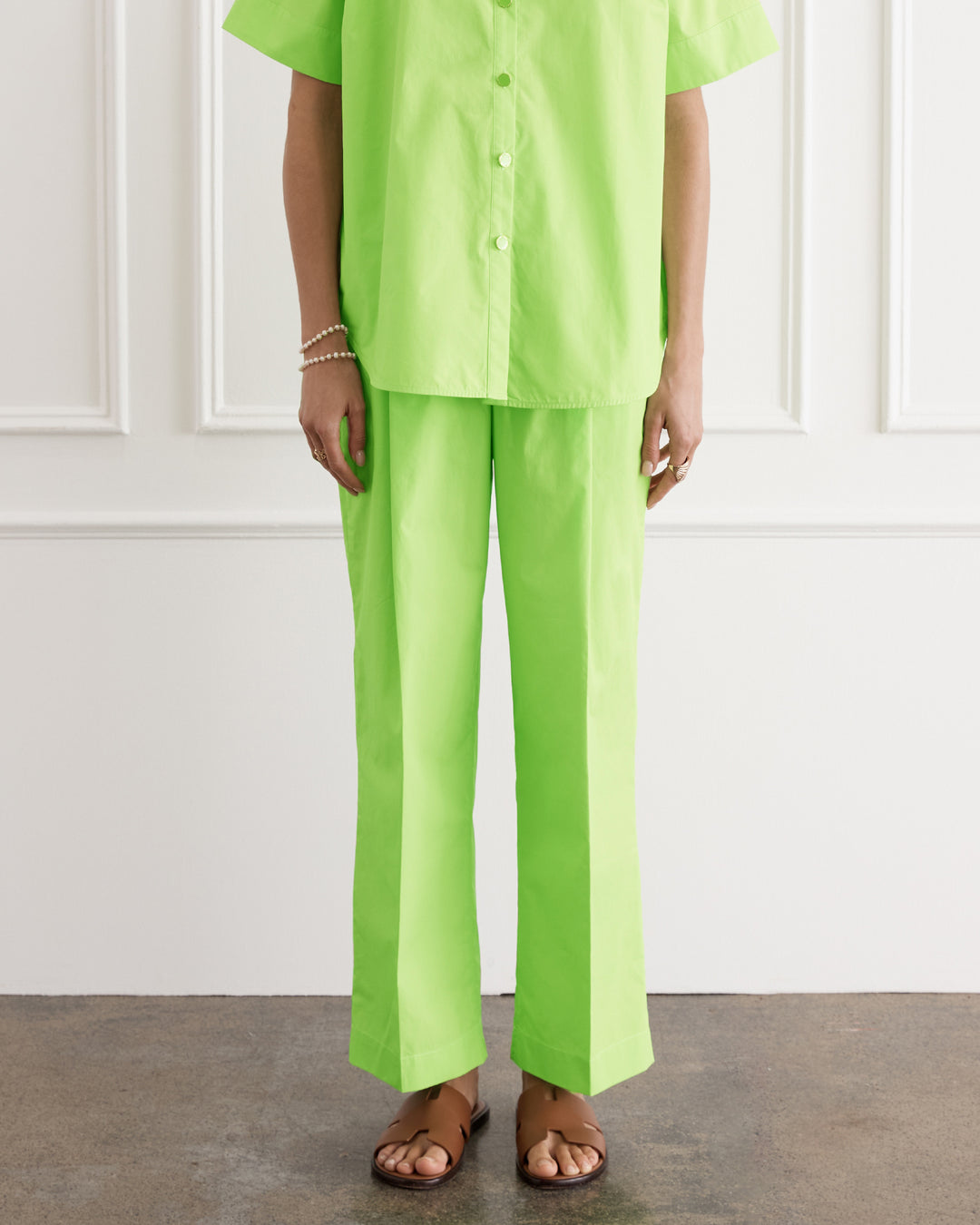 High waisted green pants with pleats