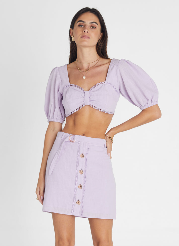 Amethyst Button Up Mini Skirt