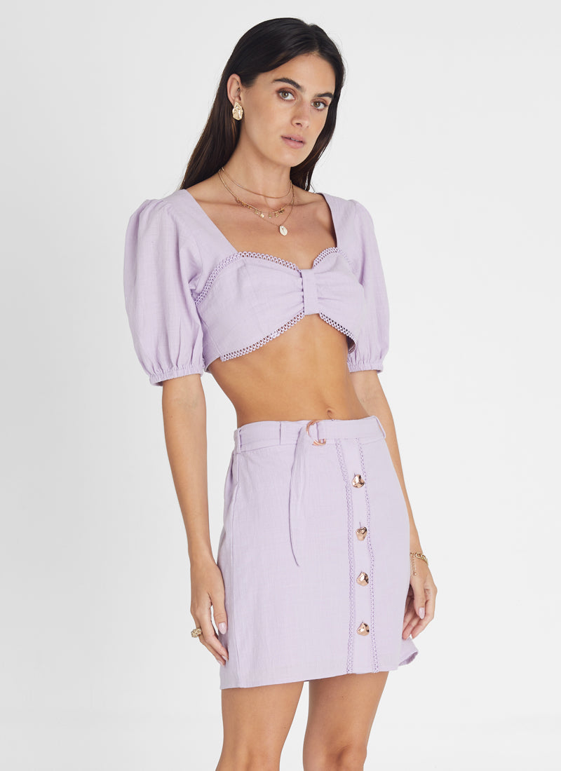 Amethyst Button Up Mini Skirt