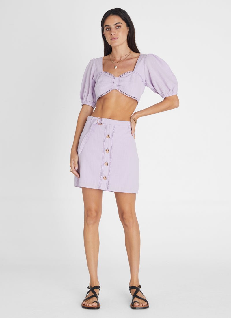 Amethyst Button Up Mini Skirt