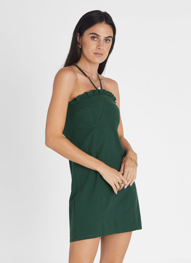 Emerald Cross Back Mini Dress