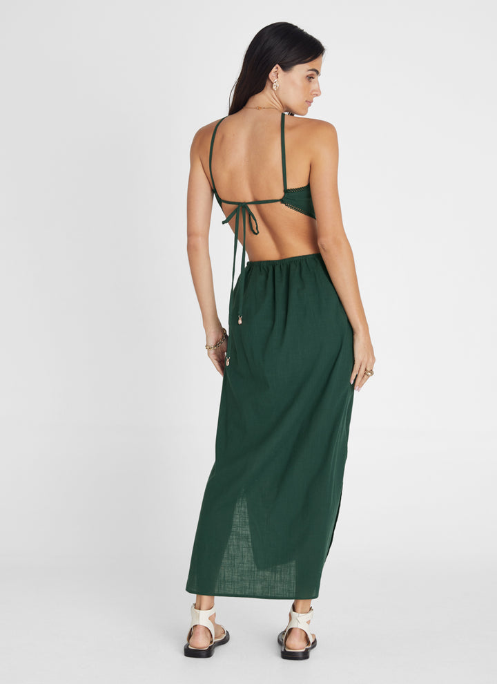 Emerald Halter Midi Dress